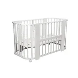 INDIGO Кровать детская Baby Line 5 в 1 (ложе 70х100 и 70х140) с поперечным маятником, массив бере (белый)