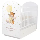INDIGO Кровать детская My Sleepy (фигур.спин., маятник, ящик) массив березы, ЛДСП, ПВХ накладка (белый Лисичка)