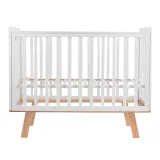 INDIGO Кровать детская Style на ножках, легкосъемная стенка, массив березы, ПВХ накладка (белый-натуральный)
