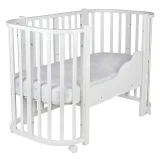 INDIGO Кровать детская Baby Lux 3 в 1 (кровать, манеж, диван) массив березы, МДФ (белый-белые стойки)