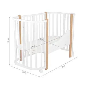 INDIGO Кровать детская Baby Lux 3 в 1 (кровать, манеж, диван) массив березы, МДФ (белый-натуральные стойки) INDIGO Кровать детская Baby Lux 3 в 1 (кровать, манеж, диван) массив березы, МДФ (белый-натуральные стойки)
