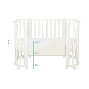 INDIGO Кровать детская Baby Lux 3 в 1 (кровать, манеж, диван) массив березы, МДФ (слоновая кость-белые стойки) INDIGO Кровать детская Baby Lux 3 в 1 (кровать, манеж, диван) массив березы, МДФ (слоновая кость-белые стойки)