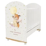 INDIGO Кровать детская My Sleepy (фигур.спин., колесо-качалка, ящик) массив березы, ЛДСП, ПВХ нак (белый Лисичка)
