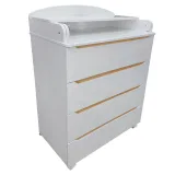 INDIGO Комод Style 800/4 с широким пеленальным столиком, МДФ (белый-натуральный)
