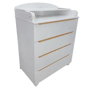 INDIGO Комод Style 800/4 с широким пеленальным столиком, МДФ (белый-натуральный) INDIGO Комод Style 800/4 с широким пеленальным столиком, МДФ (белый-натуральный)