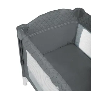 INDIGO Манеж-кровать Bon-Bon, лен, приставной, 2 уровня, (упак.1шт) (серый) INDIGO Манеж-кровать Bon-Bon, лен, приставной, 2 уровня, (упак.1шт) (серый)