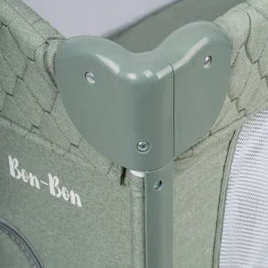 INDIGO Манеж-кровать Bon-Bon, лен, приставной, 2 уровня, (упак.1шт) (зеленый) INDIGO Манеж-кровать Bon-Bon, лен, приставной, 2 уровня, (упак.1шт) (зеленый)