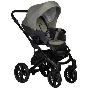 INDIGO Коляска MIO S 2в1 (05 (т.серая кожа + зеленый) INDIGO Коляска MIO S 2в1 (05 (т.серая кожа + зеленый)