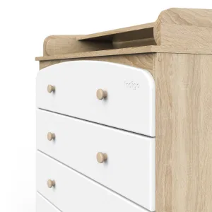 INDIGO Комод Classic 800/4 c откидным пеленальным столиком, МДФ, ЛДСП (дуб сонома-белый) INDIGO Комод Classic 800/4 c откидным пеленальным столиком, МДФ, ЛДСП (дуб сонома-белый)