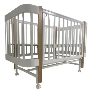 INDIGO Кровать детская Italiano Baby (ложе 70х90 и 70х140, продольный маятник + колеса) массив бер (белый-натуральный) INDIGO Кровать детская Italiano Baby (ложе 70х90 и 70х140, продольный маятник + колеса) массив бер (белый-натуральный)
