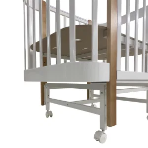 INDIGO Кровать детская Italiano Baby (ложе 70х90 и 70х140, продольный маятник + колеса) массив бер (белый-натуральный) INDIGO Кровать детская Italiano Baby (ложе 70х90 и 70х140, продольный маятник + колеса) массив бер (белый-натуральный)