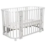 INDIGO Кровать детская Baby Line 5 в 1 (ложе 70х100 и 70х140) с поперечным маятником, массив бере (зайка)