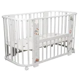 INDIGO Кровать детская Baby Line 5 в 1 (ложе 70х100 и 70х140) с поперечным маятником, массив бере (машинки)