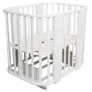 INDIGO Кровать детская Baby Line 5 в 1 (ложе 70х100 и 70х140) с поперечным маятником, массив бере (белый) INDIGO Кровать детская Baby Line 5 в 1 (ложе 70х100 и 70х140) с поперечным маятником, массив бере (белый)