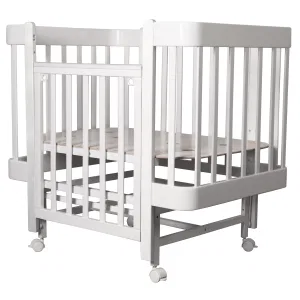 INDIGO Кровать детская Tiny (ложе 100х70, закругленные углы, продольный маятник + колеса) массив б (белый-белый) INDIGO Кровать детская Tiny (ложе 100х70, закругленные углы, продольный маятник + колеса) массив б (белый-белый)