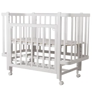 INDIGO Кровать детская Bella (ложе 120х60, закругленные углы, продольный маятник + колеса) массив б (белый-белый) INDIGO Кровать детская Bella (ложе 120х60, закругленные углы, продольный маятник + колеса) массив б (белый-белый)