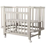 INDIGO Кровать детская Bella (ложе 120х60, закругленные углы, продольный маятник + колеса) массив б (кашемир-кашемир)