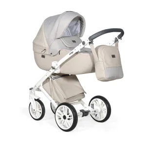 INDIGO Коляска PORTO 2в1 (Po 03 (бежевая кожа + бежевый лен) INDIGO Коляска PORTO 2в1 (Po 03 (бежевая кожа + бежевый лен)