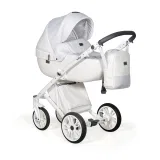 INDIGO Коляска PORTO 2в1 (Po 07 (белая кожа + белый узор)
