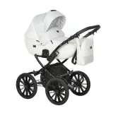 INDIGO Коляска PORTO Classic 14 (Po 07 (белая кожа + белый узор)