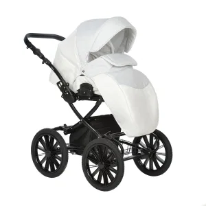 INDIGO Коляска PORTO Classic 14 (Po 07 (белая кожа + белый узор) INDIGO Коляска PORTO Classic 14 (Po 07 (белая кожа + белый узор)