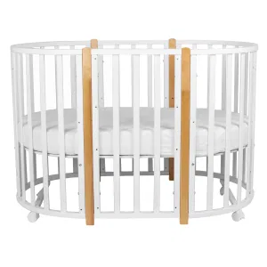 Кровать детская Indigo Born 7в1 (круг/овал, манеж, 2 кресла, стол) массив березы, МДФ (белый-натуральный) Кровать детская Indigo Born 7в1 (круг/овал, манеж, 2 кресла, стол) массив березы, МДФ (белый-натуральный)
