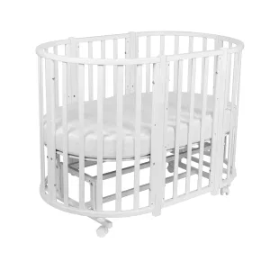 Кровать детская Indigo Born 7в1 с поперечным маятником (круг/овал, манеж, 2 кресла, стол) массив (белый-белый) Кровать детская Indigo Born 7в1 с поперечным маятником (круг/овал, манеж, 2 кресла, стол) массив (белый-белый)