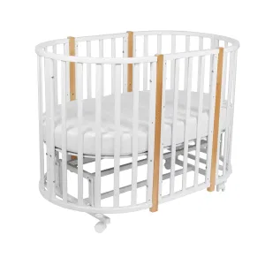 Кровать детская Indigo Born 7в1 с поперечным маятником (круг/овал, манеж, 2 кресла, стол) массив (белый-натуральный) Кровать детская Indigo Born 7в1 с поперечным маятником (круг/овал, манеж, 2 кресла, стол) массив (белый-натуральный)