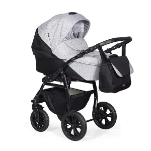 Коляска 2в1 Indigo ALMA - Am 08 (черный+св.серый) Коляска 2в1 Indigo ALMA - Am 08 (черный+св.серый)