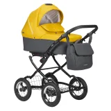 Коляска CHARLOTTE Sity Classic 12 (Indigo) (Cs 08 (т.серый + желтый))