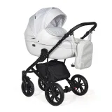 Коляска MIO + F 3в1 (Indigo) (Mi 01 (белая кожа + белый узор))