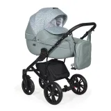 Коляска MIO + F 3в1 (Indigo) (Mi 06 (шалфей кожа + зеленый узор))