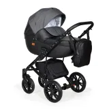 Коляска MIO + F 3в1 (Indigo) (Mi 07 (черная кожа + черный узор))